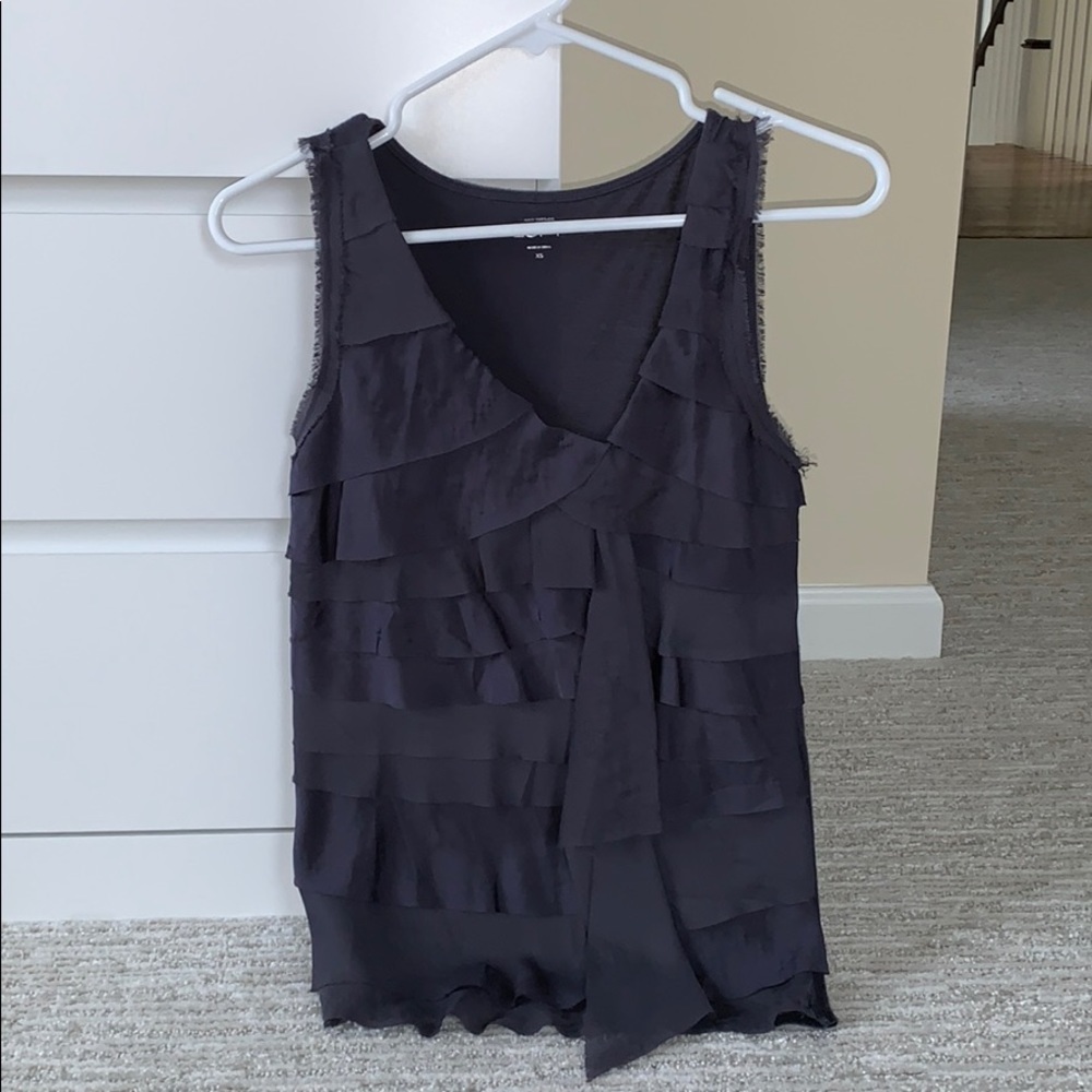 Loft v neck silk ruffle top